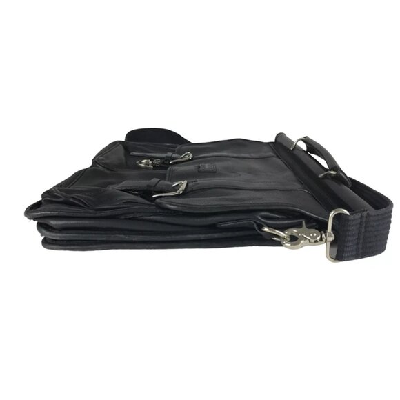 Wilsons Leather Unisex Black Pelle Studio Detachable Strap Divider Briefcase Bag - Picture 3 of 11